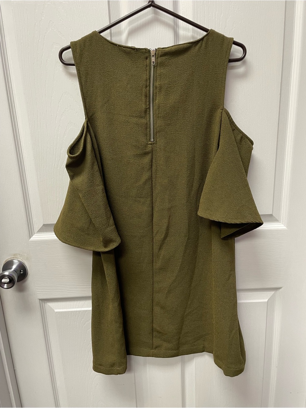 Umgee Olive Green Cold-Shoulder Mini Dress - Picture 6 of 6